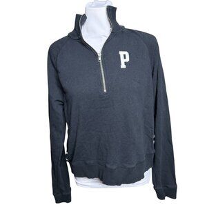 PINK Victoria's Secret quarter zip sweatshirt Large black white